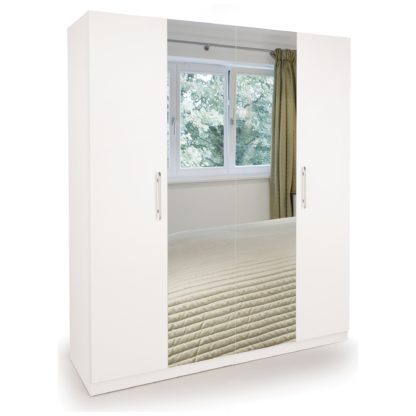 An Image of Acton Triple Wardrobe, White & Mirrored White