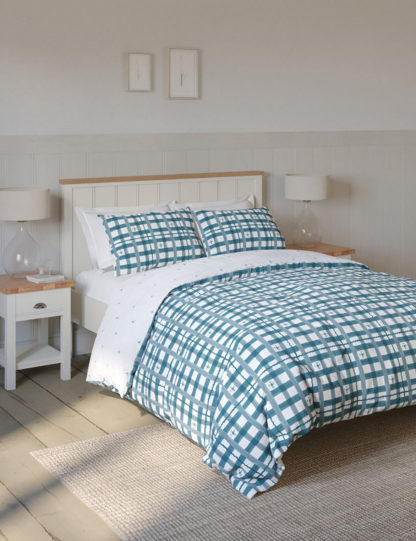 An Image of M&S Pure Cotton Floral Checked Bedding Set