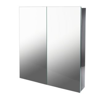 An Image of Large Mirrored Bathroom Cabinet, Double Door - Stainless Steel
