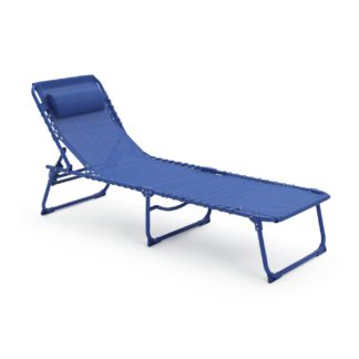 An Image of Argos Home Set of 2 Folding Metal Sun Loungers - Blue