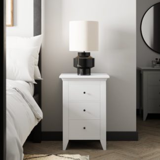 An Image of Lynton 3 Drawer Bedside White White