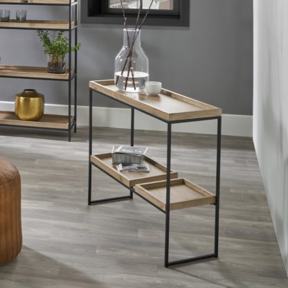 An Image of Pacific Gallery Lam Console Table, Light Wood Effect Natural