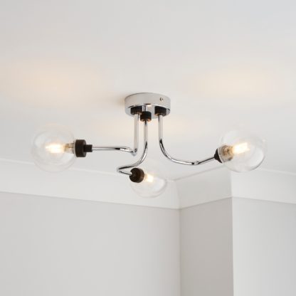 An Image of Tanner 3 Light Semi Flush Ceiling Fitting Gold