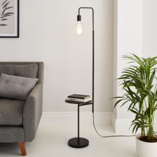 An Image of Aubrey Exposed Bulb Floor Lamp with Table Black Black