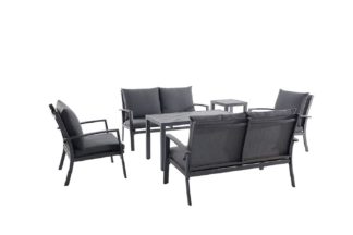 An Image of Better Garden Valley 6 Seater Aluminium Sofa Set - Grey