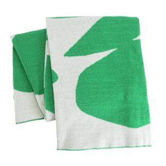 An Image of Habitat Floral Pattern Knit Throw - White & Green -125x150cm