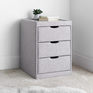 An Image of Milton Light Grey Fabric Bedside Table