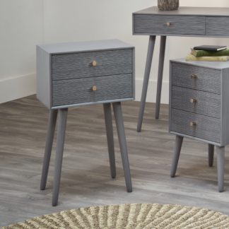 An Image of Pacific Chaya 2 Drawer Bedside Table, Grey Pine Grey