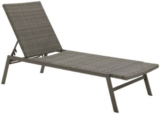 An Image of Argos Home Tahiti Folding Rattan Effect Sun Lounger - Grey