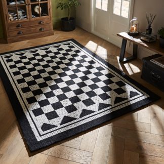 An Image of Mosaic Wool Rug Black and white