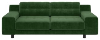 An Image of Habitat Hendricks 3 Seater Velvet Sofa - Moss Green