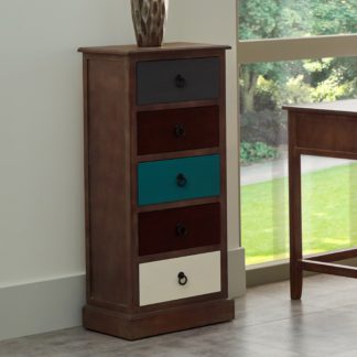 An Image of Pacific Loft 5 Drawer Chest, Pine MultiColoured
