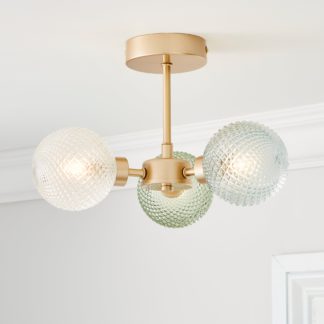 An Image of Elodie 3 Light Semi Flush Ceiling Fitting Green