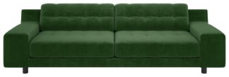 An Image of Habitat Hendricks 4 Seater Velvet Sofa - Moss Green