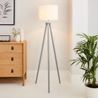 An Image of Jandia Wooden Tripod Floor Lamp Grey