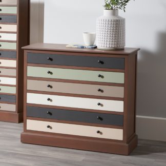An Image of Pacific Loft 6 Drawer Chest, Pine Loft Pastel Drawers