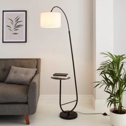 An Image of Huxley Extendable Arc Floor Lamp with Table Black