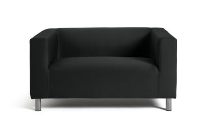 e4b068293ebd6e80947a8c584b8c66c9f0a8c1606b28e40dd11c58de7739e628.jpg An Image of Habitat Moda Compact 2 Seater Fabric Sofa - Black