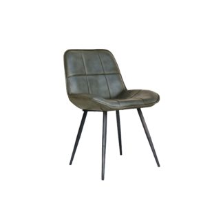 An Image of Finn Leather Dining Chair Light Grey