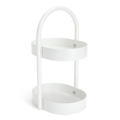 An Image of Habitat 2 Tier Freestanding Oval Shelving Unit - White