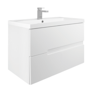 An Image of Bathstore Vermont 800mm Wall Mounted Vanity Unit - Gloss White