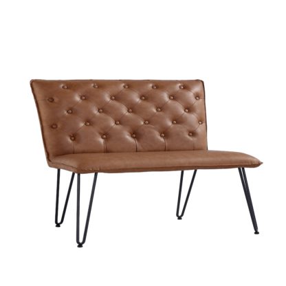 e8b5af6c50d1b3c6cf228da265a250ff48039bfd96c36c79669160ab1d5003e6.jpg An Image of Sebastian Studded Back 90cm Bench Brown