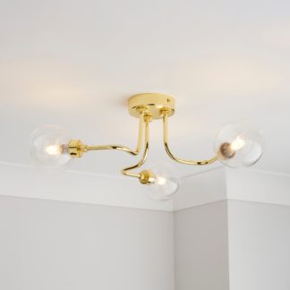 An Image of Tanner 3 Light Semi Flush Ceiling Fitting Gold
