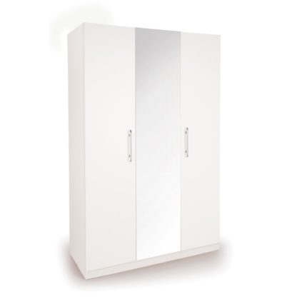 An Image of Acton Triple Wardrobe, White & Mirrored White