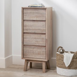 An Image of Pacific Kalmar 4 Drawer Chest, Natural Acacia Natural