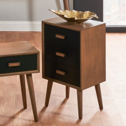 fa3bd72adc754aed615229949a37c65a1b1bfd2364fbf8dbaf3e3200a4398861.jpg An Image of Pacific Klee 3 Drawer Bedside Table, Pine Black
