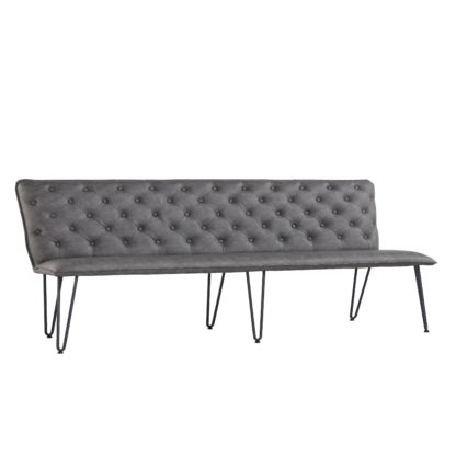 fba260dfbd8267d5decdee73232d06b38d6464e9737e9d3519cf4623122845d9.jpg An Image of Sebastian Studded Back 180cm Bench Grey