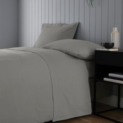 fd2f190753dedcde5f520a727f4cd100ba57e2193e4984cacd0e7cf47d873ad5-1.jpg An Image of Simply 100% Brushed Cotton Flat Sheet Silver