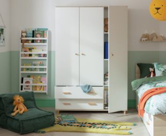 An Image of Habitat Kids Melby 3 Door 2 Drawer Wardrobe - White