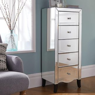 An Image of Palermo Mirrored Narrow 5 Drawer Chest