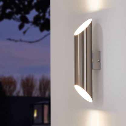 An Image of Eglo Agolada Outdoor LED Wall Light - Stainless Steel