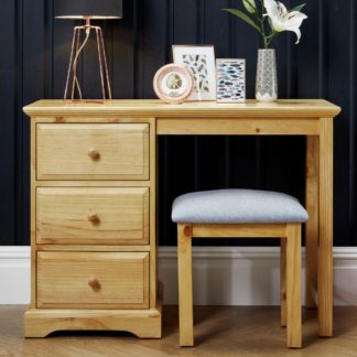 An Image of Suffolk Pine Wooden 3 Drawer Dressing Table