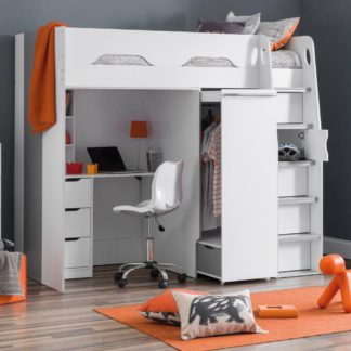 An Image of Pegasus - Single - Kids High Sleeper Bed - White and Silver - Wood - 3ft