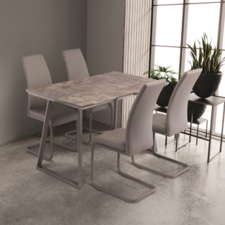 An Image of Paris Rectangular 4 Seater Dining Table Concrete Effect Glass Grey