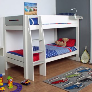 An Image of Urban White and Grey Wooden Bunk Bed - EU Single