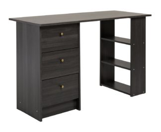 An Image of Argos Home Malibu 3 Drawer Office Desk - Black & Brown