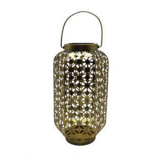 An Image of Homebase Edit Antique Gold Solar Moroccan Lantern - 32cm