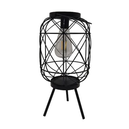 An Image of Homebase Edit Black Solar Wire Tripod Lantern