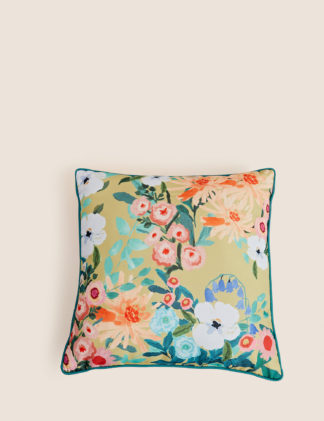 An Image of M&S Set of 2 Floral Piped Outdoor Cushions