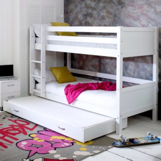 An Image of Nordic White Wooden Bunk Bed with Guest Bed - EU Single