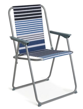 An Image of Habitat Folding Metal Garden Chair - Blue