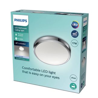 An Image of Philips Doris Integrated LED Ceiling Light, Cool White Chrome