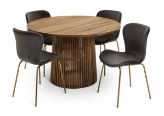 An Image of Habitat Jericho Mango Wood Dining Table & 4 Etta Grey Chairs