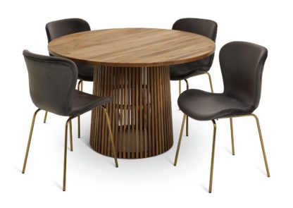 An Image of Habitat Jericho Mango Wood Dining Table & 4 Etta Grey Chairs