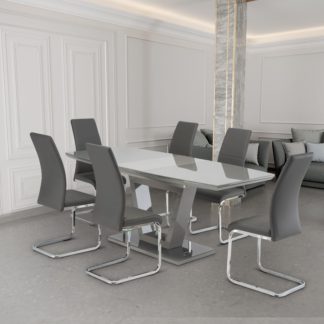 An Image of Venice Extendable 6-8 Seater Dining Table Grey Glass Grey
