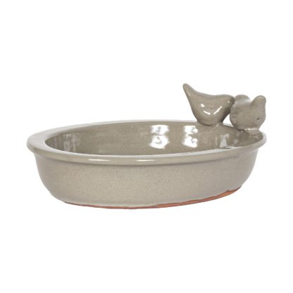 An Image of Chiswick Oval Ground Birdbath Teal 30cm